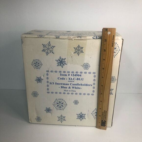 blue snowman candle holders decor christmas winter taper candles with box 2000 - Picture 8 of 9